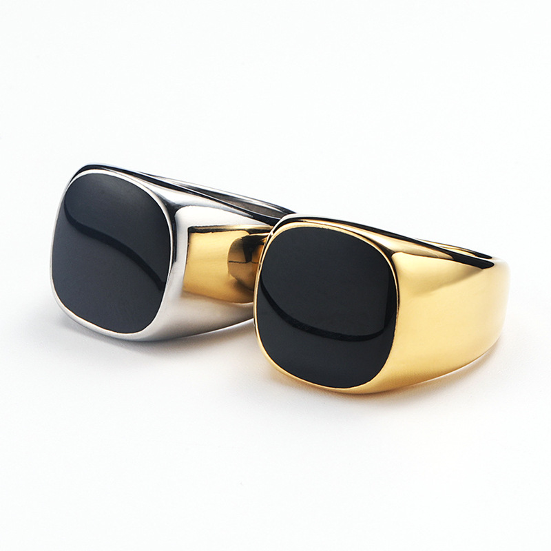 Punk Solid Color Titanium Steel Enamel 18K Gold Plated Unisex Rings display picture 1