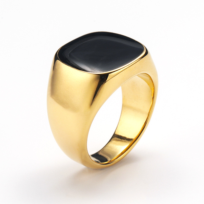 Punk Solid Color Titanium Steel Enamel 18K Gold Plated Unisex Rings display picture 3