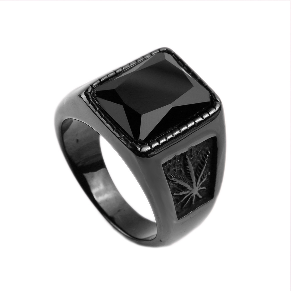 Hip-Hop Retro Square Titanium Steel Polishing Plating Inlay Glass 18K Gold Plated Men's Rings display picture 2