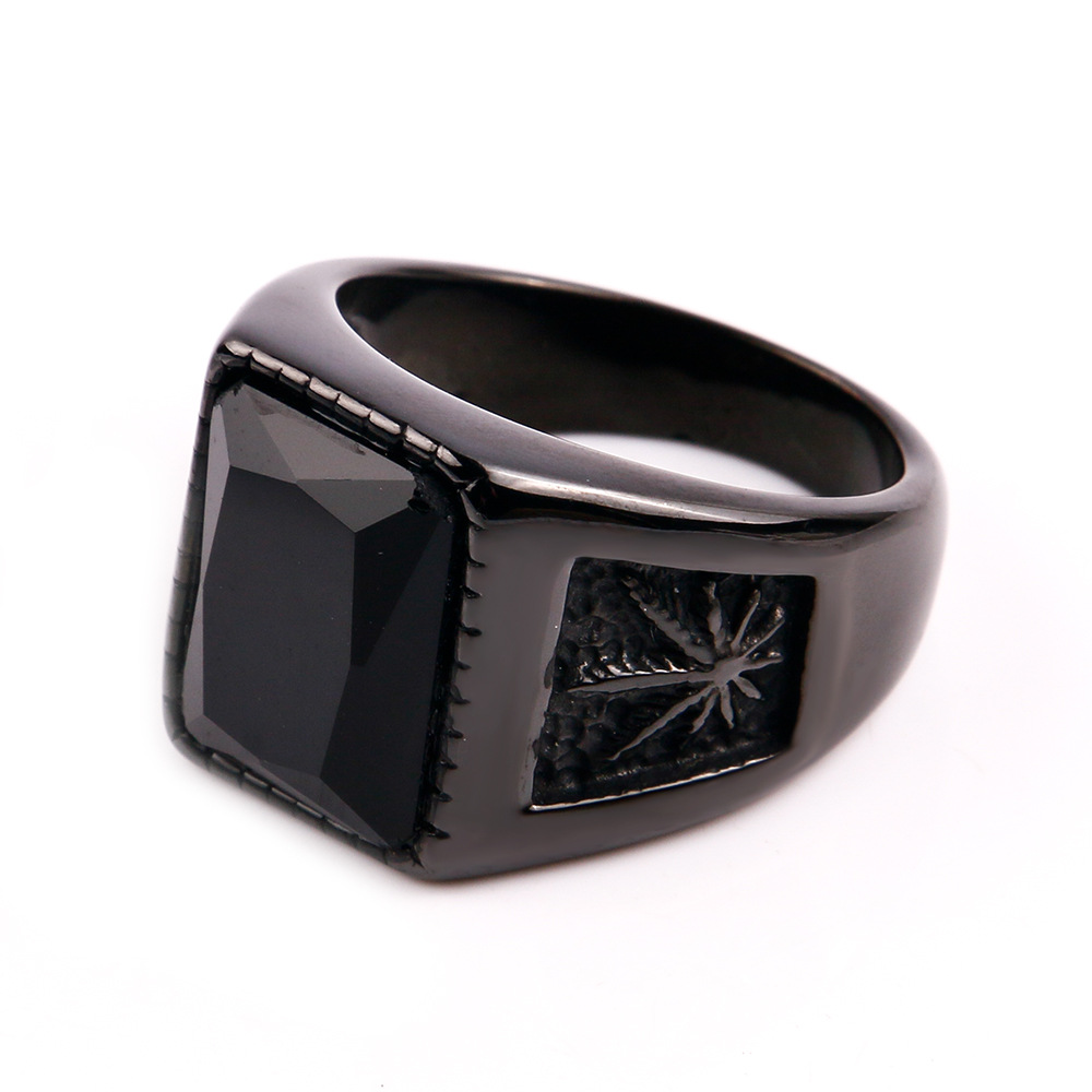 Hip-Hop Retro Square Titanium Steel Polishing Plating Inlay Glass 18K Gold Plated Men's Rings display picture 3