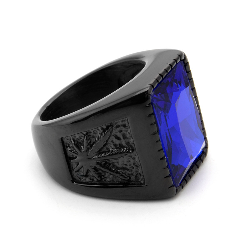 Hip-Hop Retro Square Titanium Steel Polishing Plating Inlay Glass 18K Gold Plated Men's Rings display picture 6