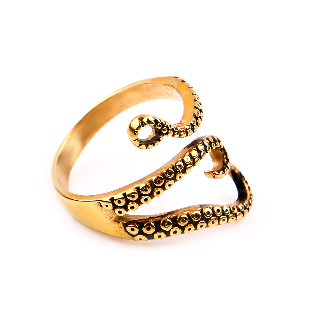 Hip-Hop Snake Titanium Steel Polishing 18K Gold Plated Men's Rings display picture 7