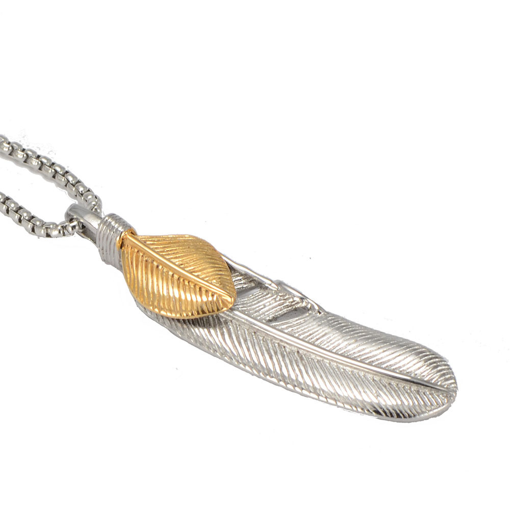 Hip-Hop Retro Feather Titanium Steel Chain 18K Gold Plated Men's Pendant Necklace display picture 2