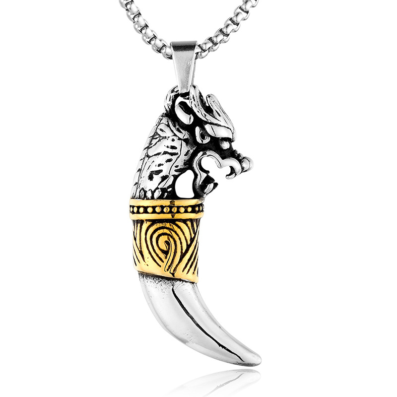 Hip-Hop Retro Wolf Titanium Steel Plating 18K Gold Plated Men's Pendant Necklace display picture 1
