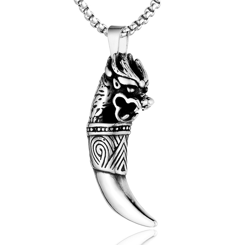 Hip-Hop Retro Wolf Titanium Steel Plating 18K Gold Plated Men's Pendant Necklace display picture 4