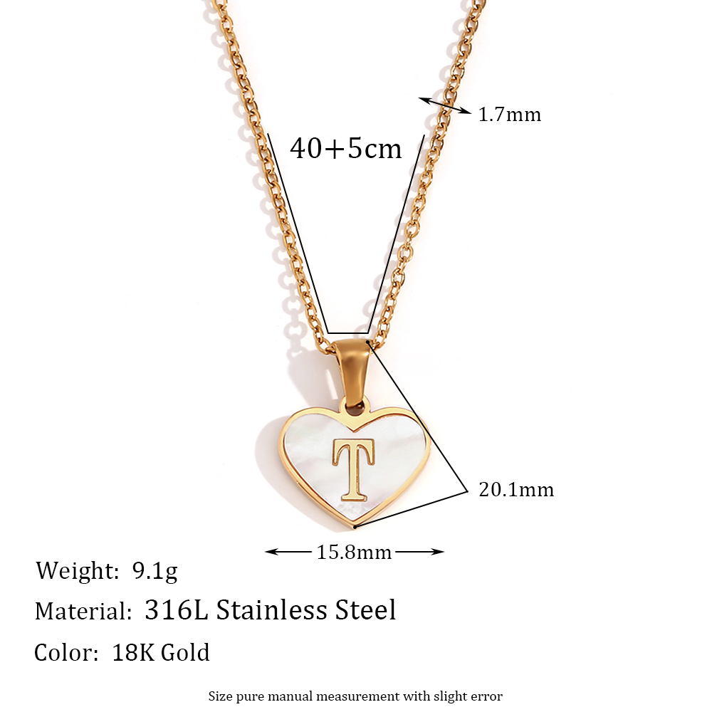 Simple Style Letter Heart Shape Stainless Steel Plating Shell 18k Gold Plated Pendant Necklace display picture 2