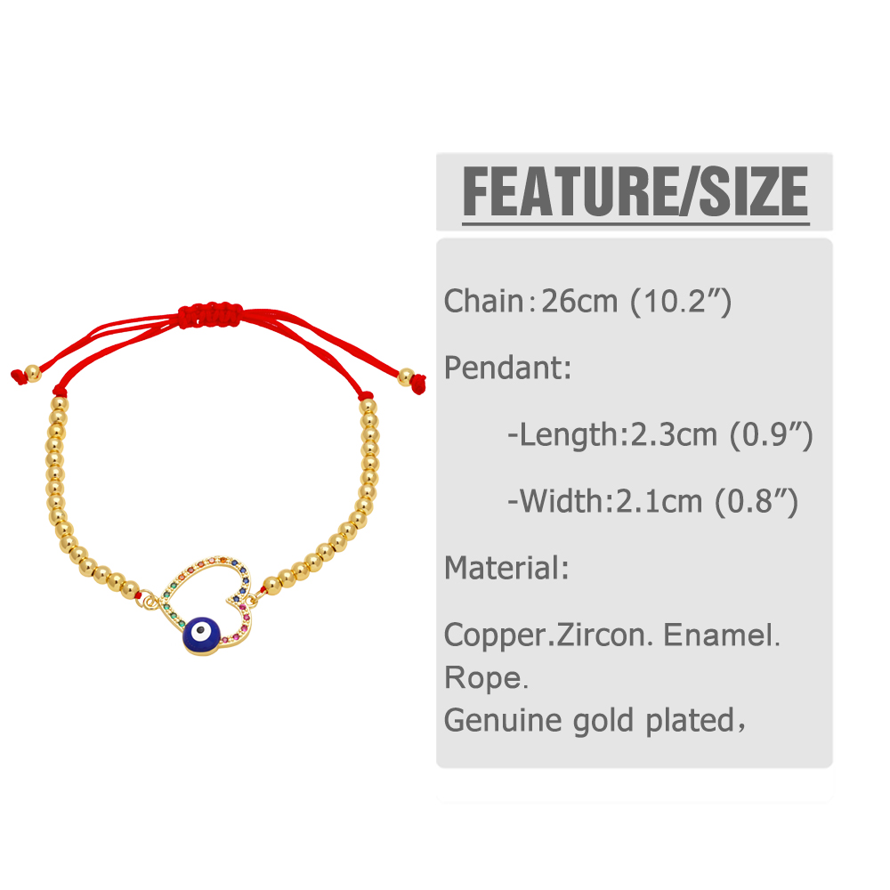 Simple Style Classic Style Devil's Eye Heart Shape Copper Plating Inlay Zircon 18k Gold Plated Bracelets display picture 1