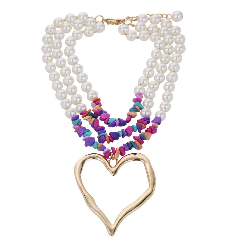 Elegant Exaggerated Heart Shape Artificial Pearl Alloy Turquoise Beaded Plating Women's Necklace display picture 11