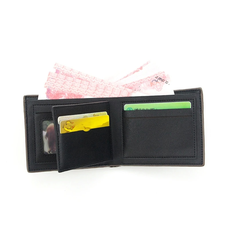 رجال رسالة كتلة اللون جلد غير حقيقي فتح محفظة العملات المعدنية display picture 5