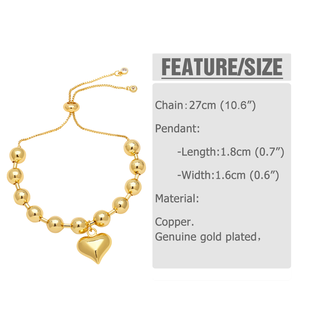 Süss Einfacher Stil Herzform Kupfer Überzug 18 Karat Vergoldet Armbänder display picture 1