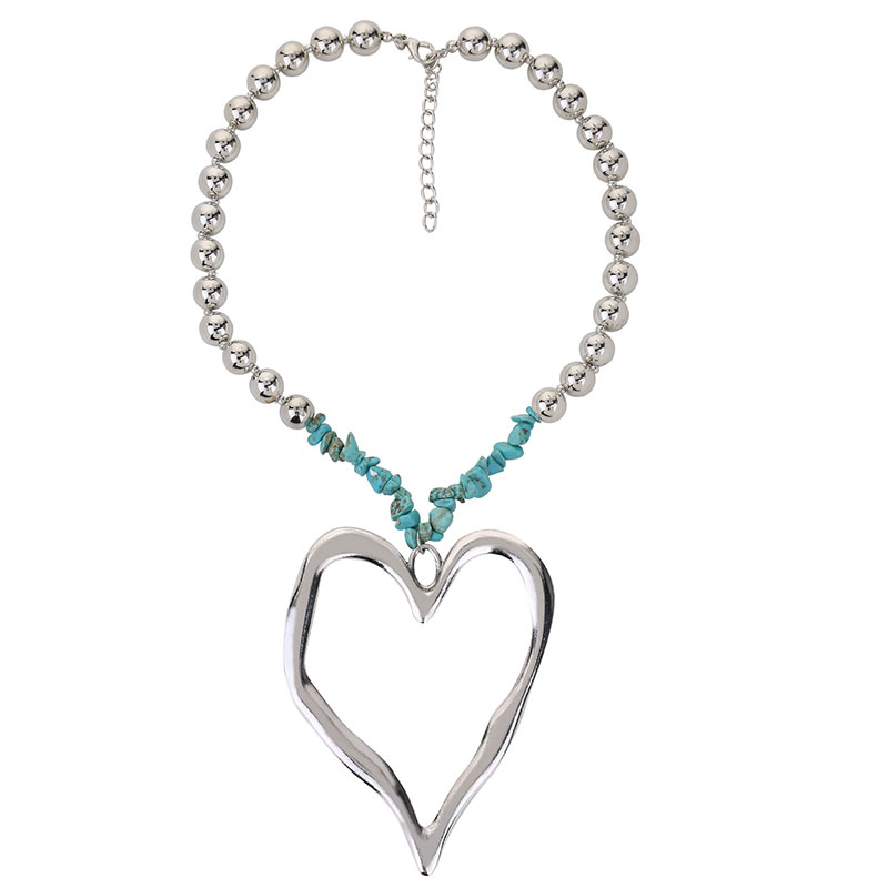 Elegant Exaggerated Heart Shape Artificial Pearl Alloy Turquoise Beaded Plating Women's Necklace display picture 5