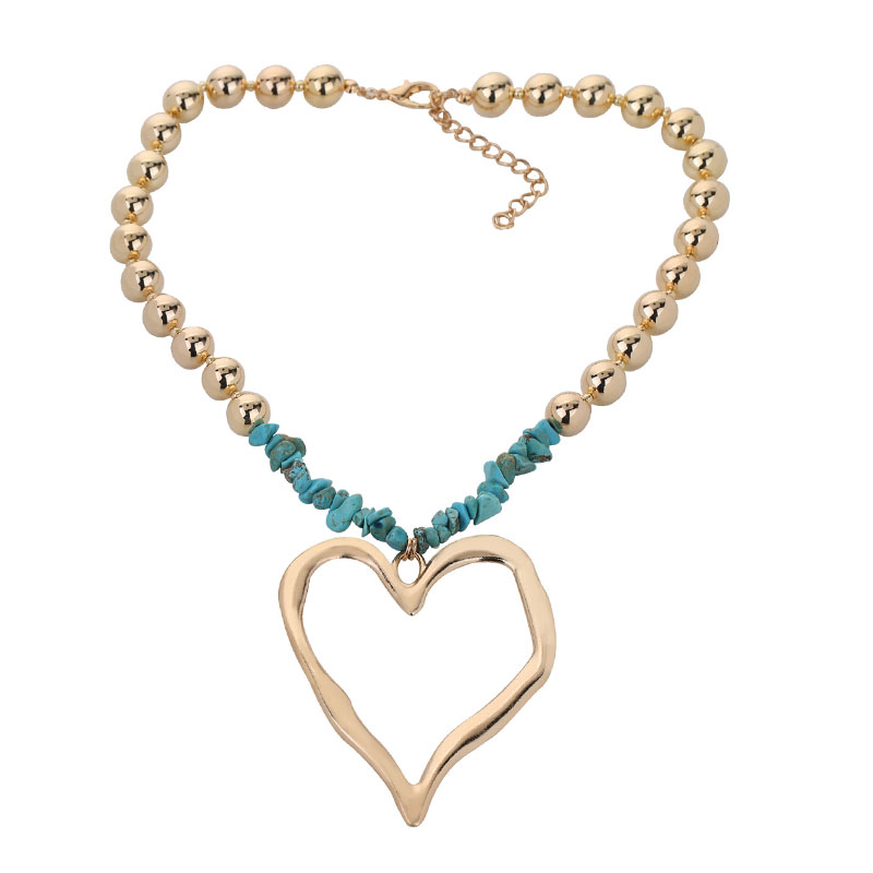 Elegant Exaggerated Heart Shape Artificial Pearl Alloy Turquoise Beaded Plating Women's Necklace display picture 8