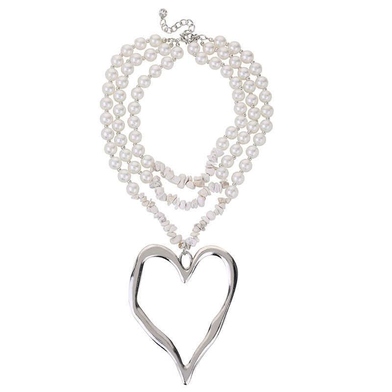 Elegant Exaggerated Heart Shape Artificial Pearl Alloy Turquoise Beaded Plating Women's Necklace display picture 6