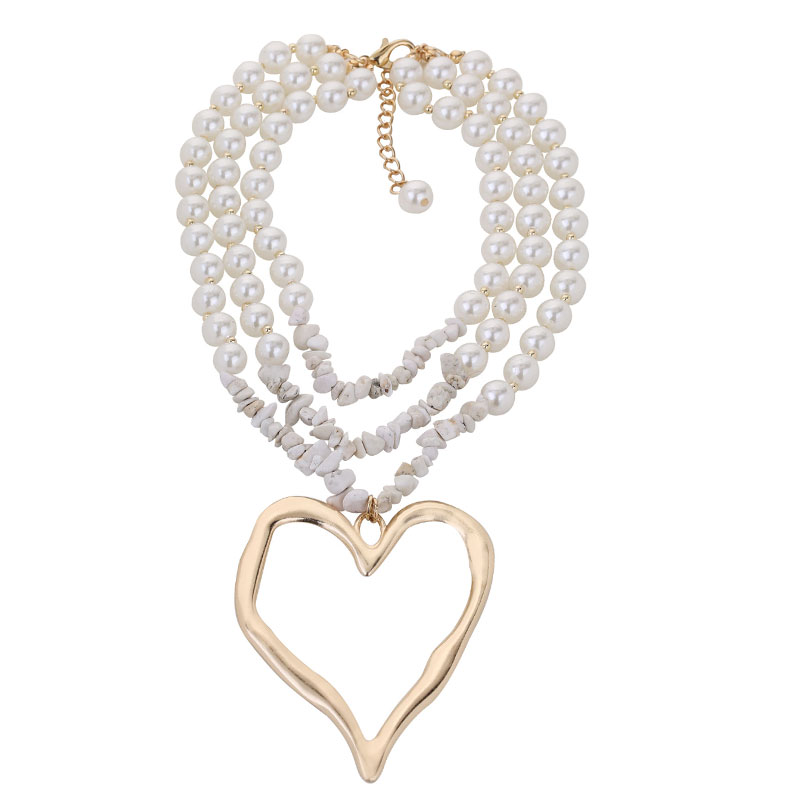 Elegant Exaggerated Heart Shape Artificial Pearl Alloy Turquoise Beaded Plating Women's Necklace display picture 10