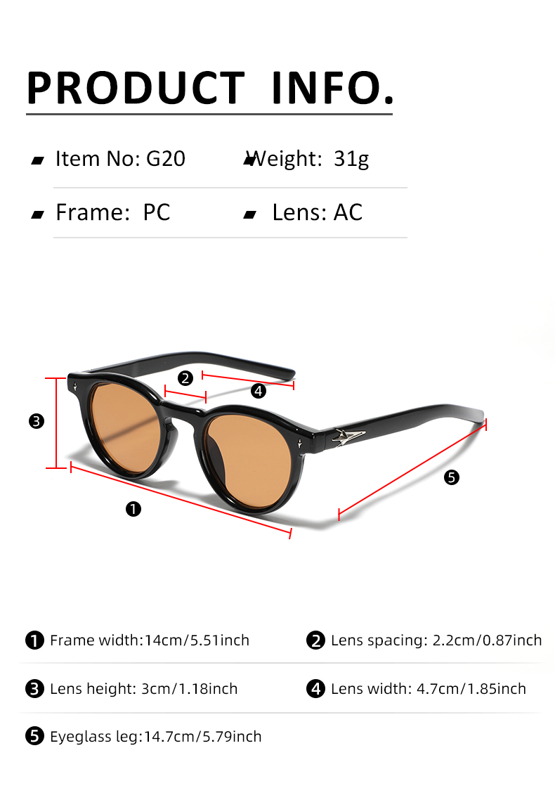 Classic Style Solid Color Ac Round Frame Full Frame Men's Sunglasses display picture 3