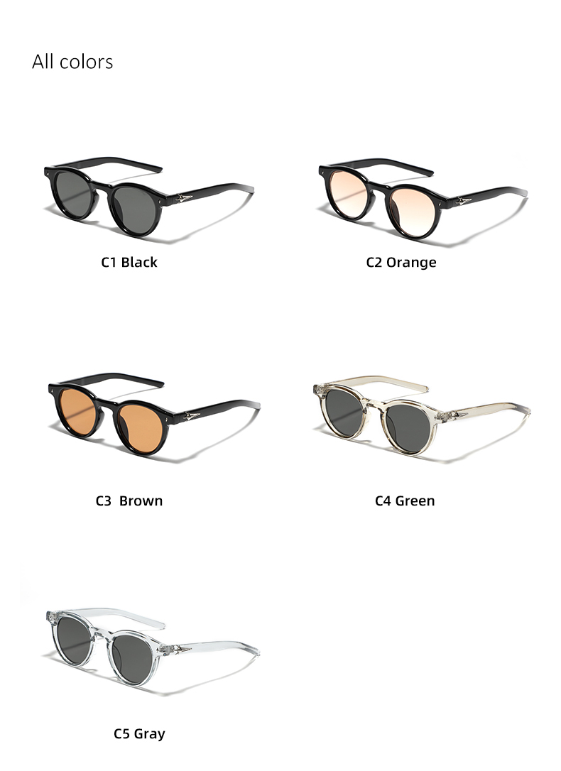 Classic Style Solid Color Ac Round Frame Full Frame Men's Sunglasses display picture 7