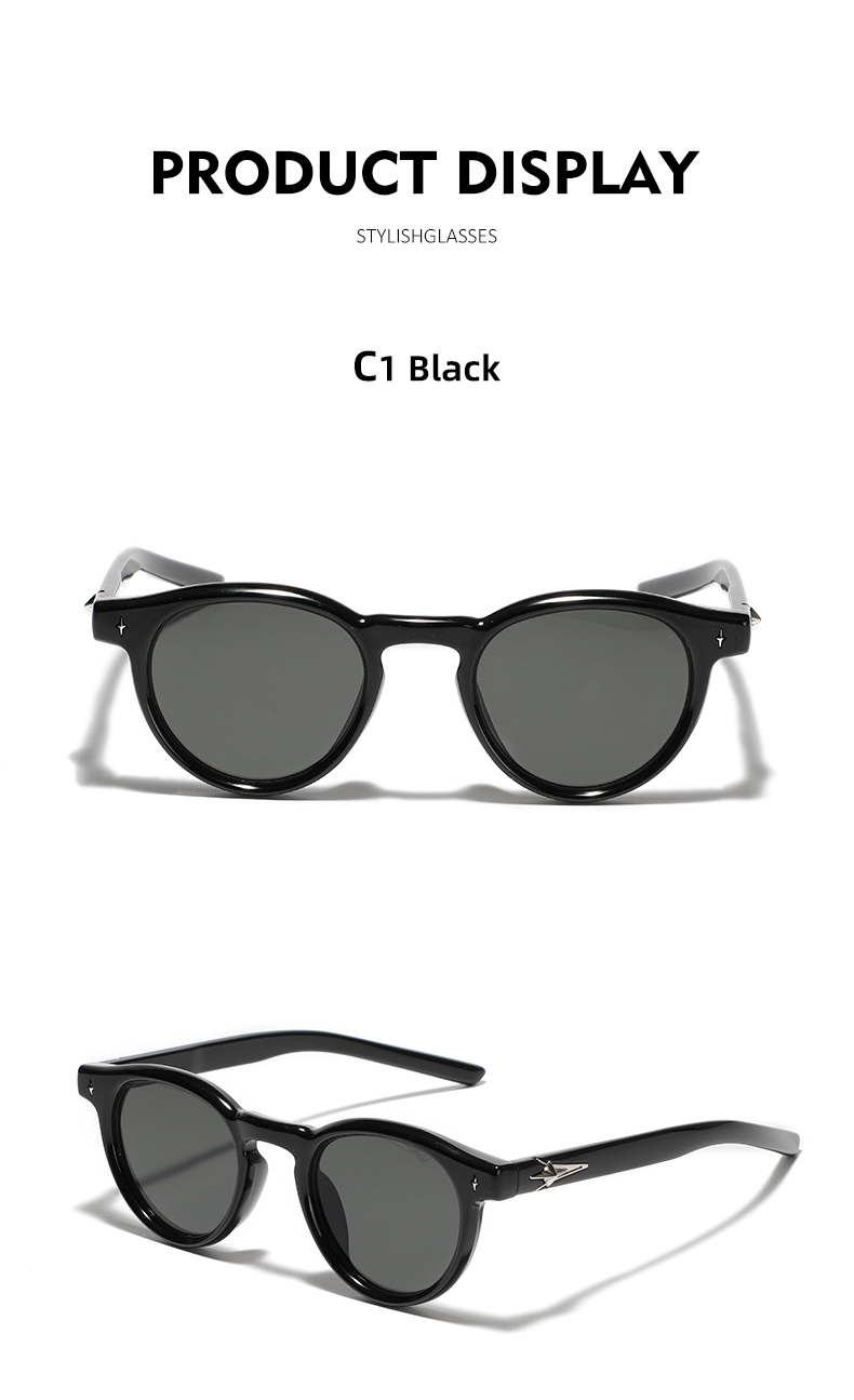 Classic Style Solid Color Ac Round Frame Full Frame Men's Sunglasses display picture 8