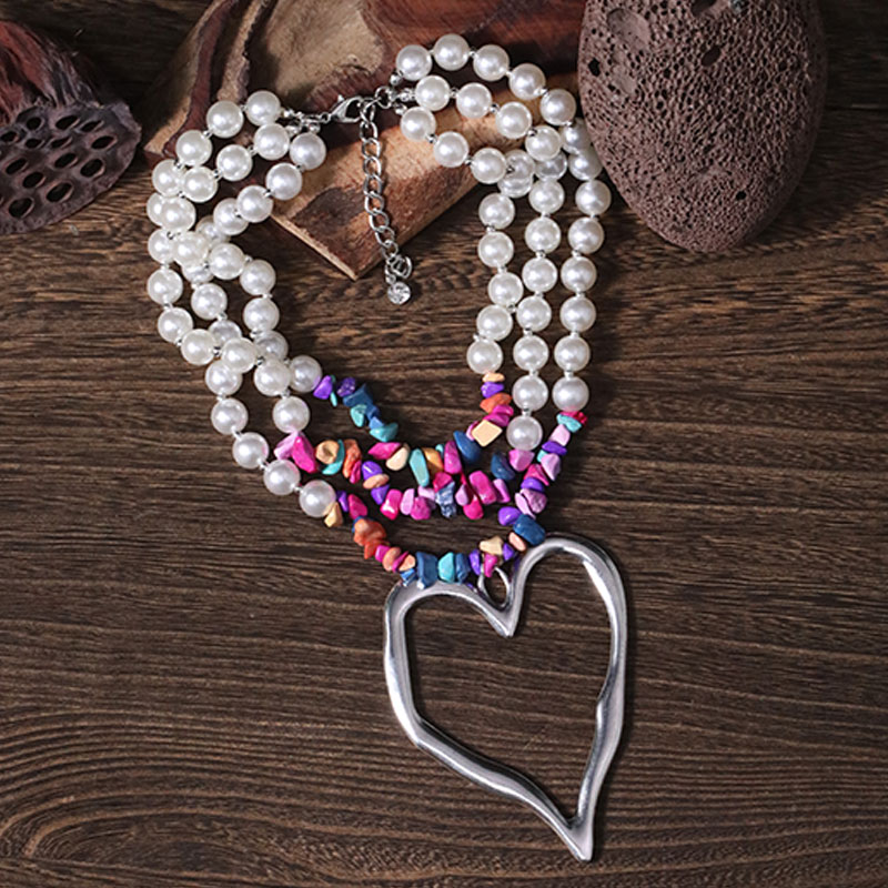 Elegant Exaggerated Heart Shape Artificial Pearl Alloy Turquoise Beaded Plating Women's Necklace display picture 22