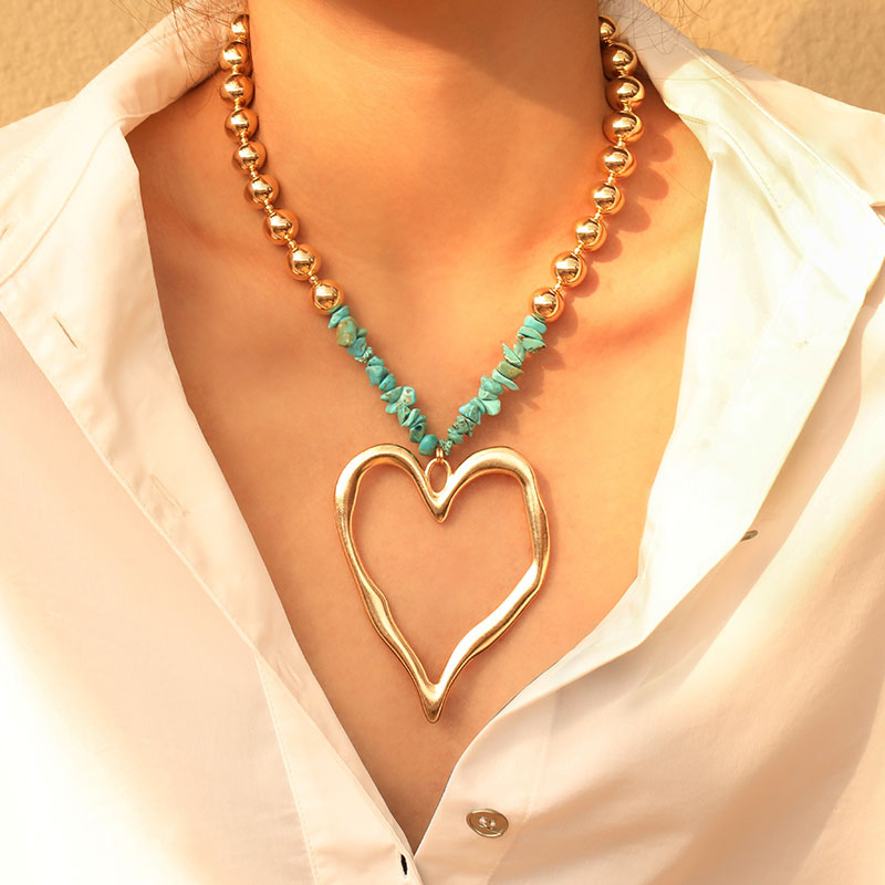 Elegant Exaggerated Heart Shape Artificial Pearl Alloy Turquoise Beaded Plating Women's Necklace display picture 20
