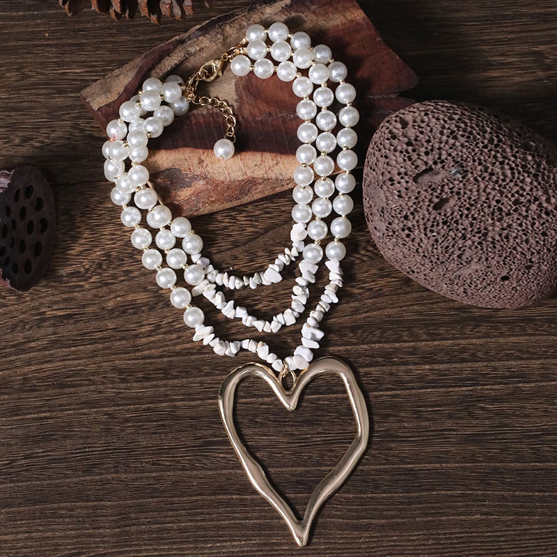 Elegant Exaggerated Heart Shape Artificial Pearl Alloy Turquoise Beaded Plating Women's Necklace display picture 25