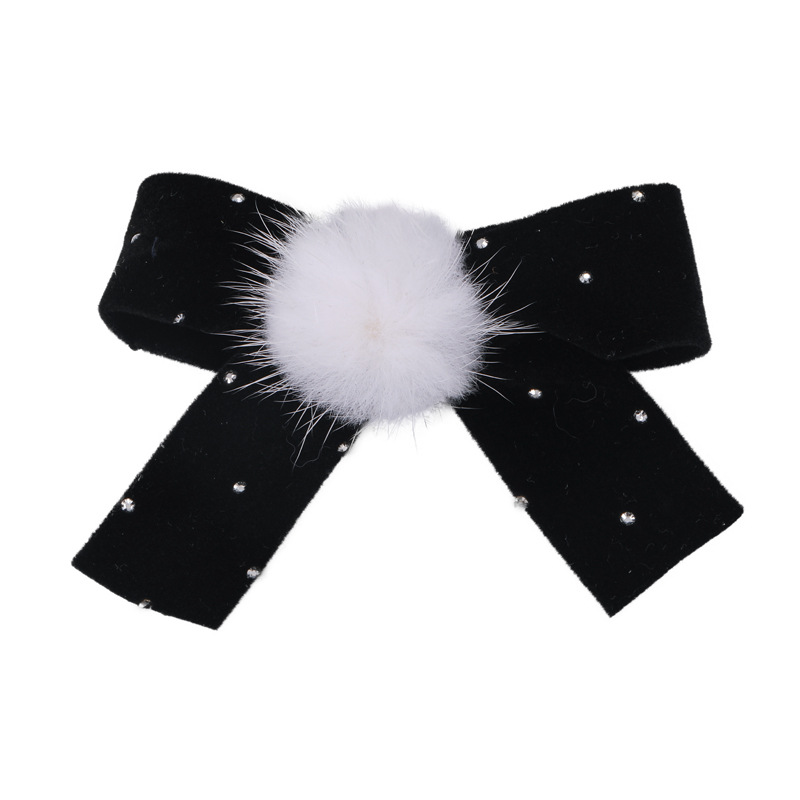 Women's Sweet Bow Knot Cloth Hairball Inlay Rhinestones Hair Clip display picture 8