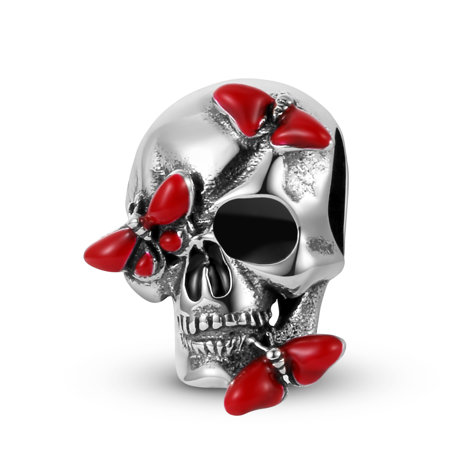 Retro Punk Butterfly Skull Sterling Silver Epoxy Plating Jewelry Accessories display picture 1