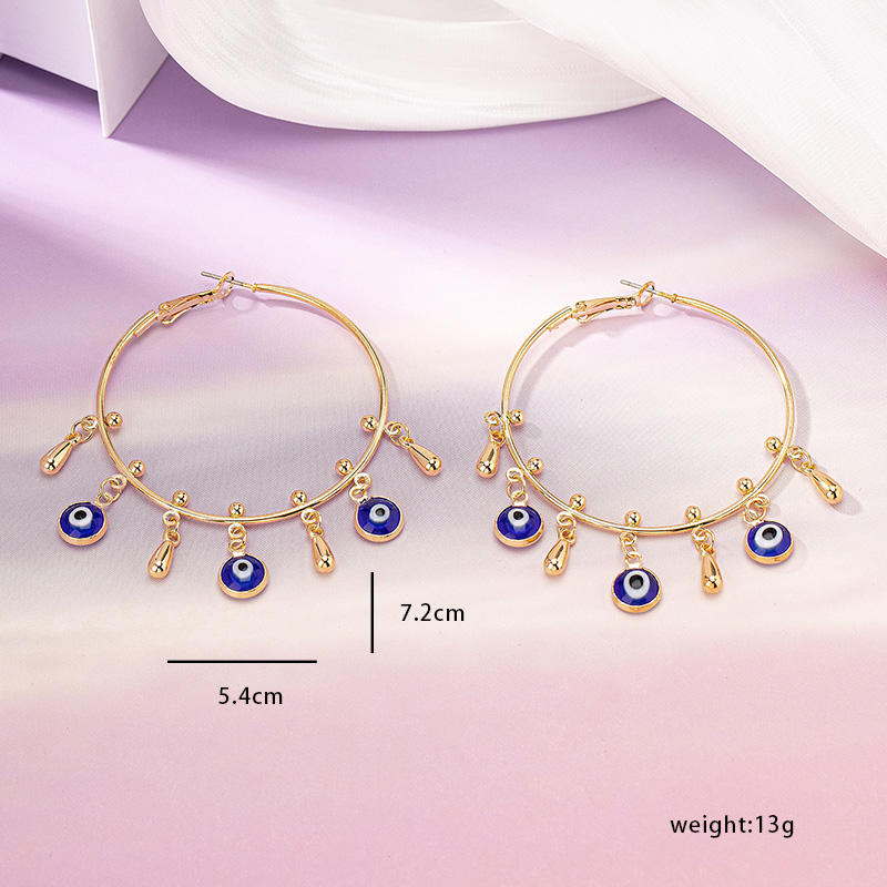 1 Pair Simple Style Eye Plating Inlay Alloy Glass Hoop Earrings display picture 1