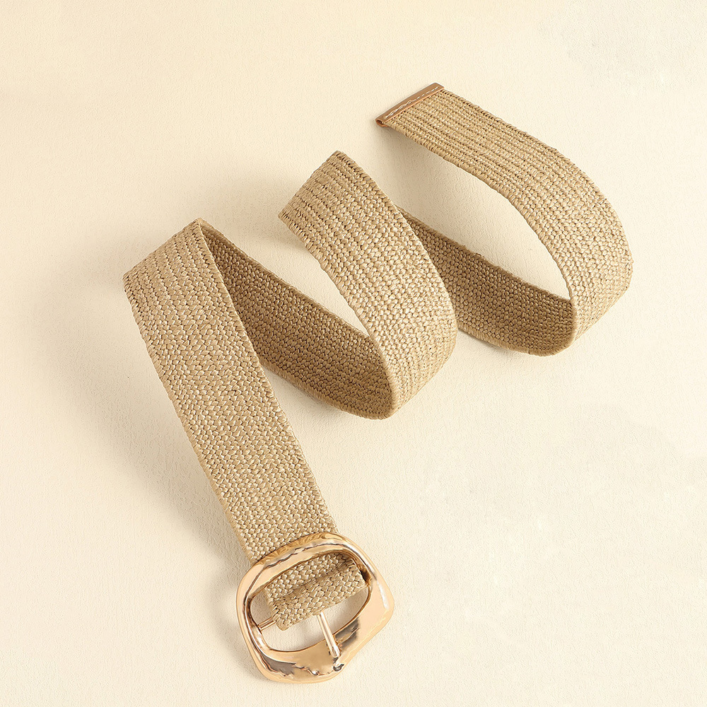 Vintage Style Solid Color Alloy Plating Women's Woven Belts display picture 3