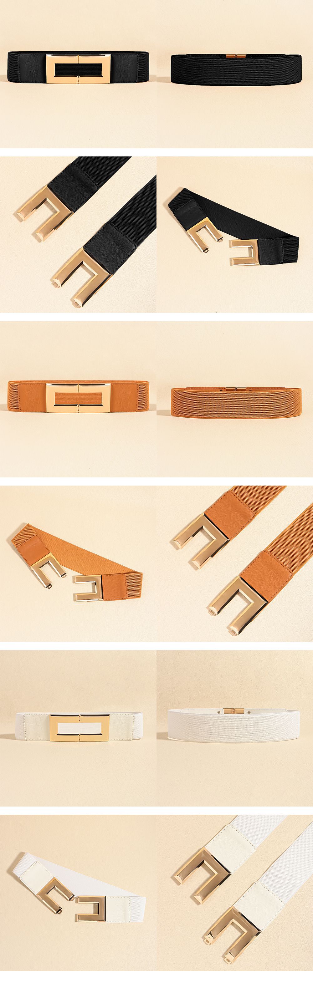 Fashion Simple Style Rectangle Pu Leather Alloy Plating Women's Leather Belts display picture 3