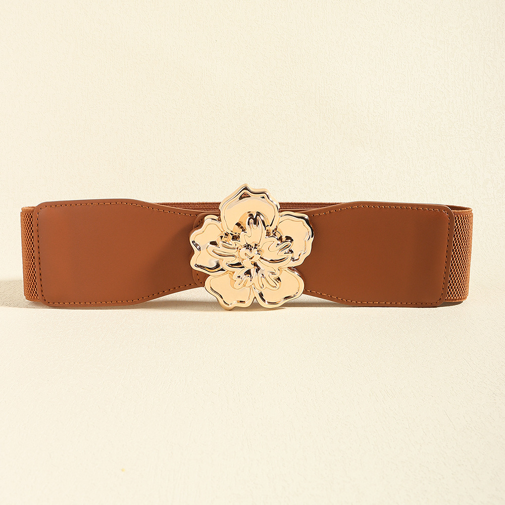 Elegant Flower Pu Leather Elastic Band Women's Leather Belts display picture 7