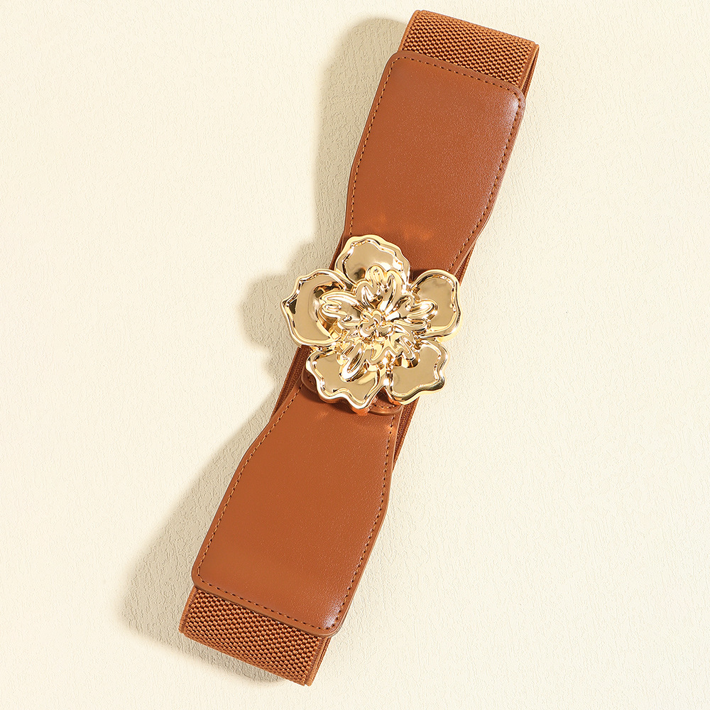 Elegant Flower Pu Leather Elastic Band Women's Leather Belts display picture 9