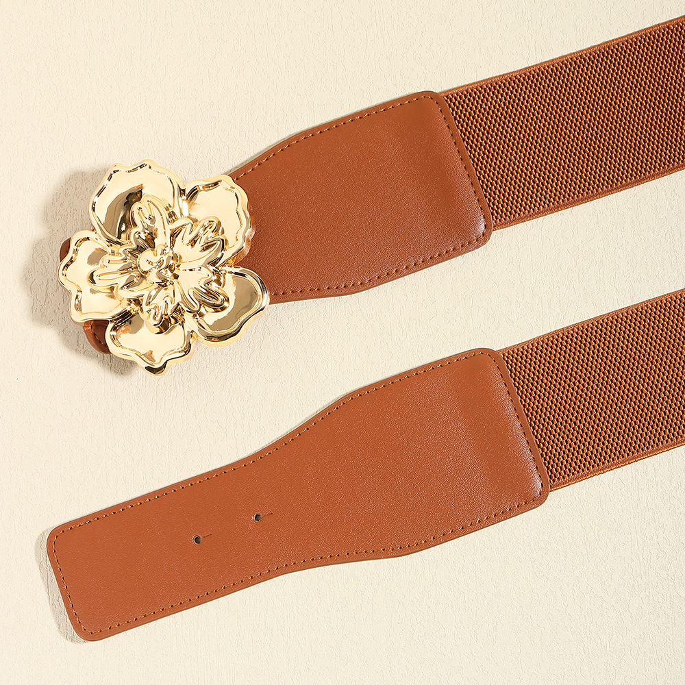 Elegant Flower Pu Leather Elastic Band Women's Leather Belts display picture 11