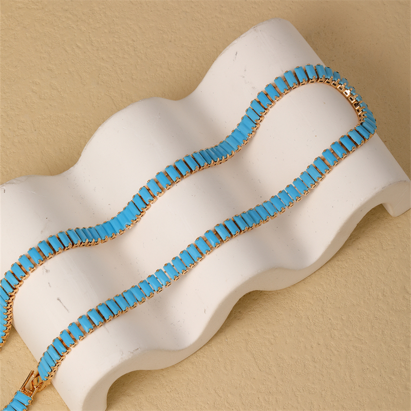 Style Simple Rectangle Le Cuivre Incruster Turquoise Collier display picture 4