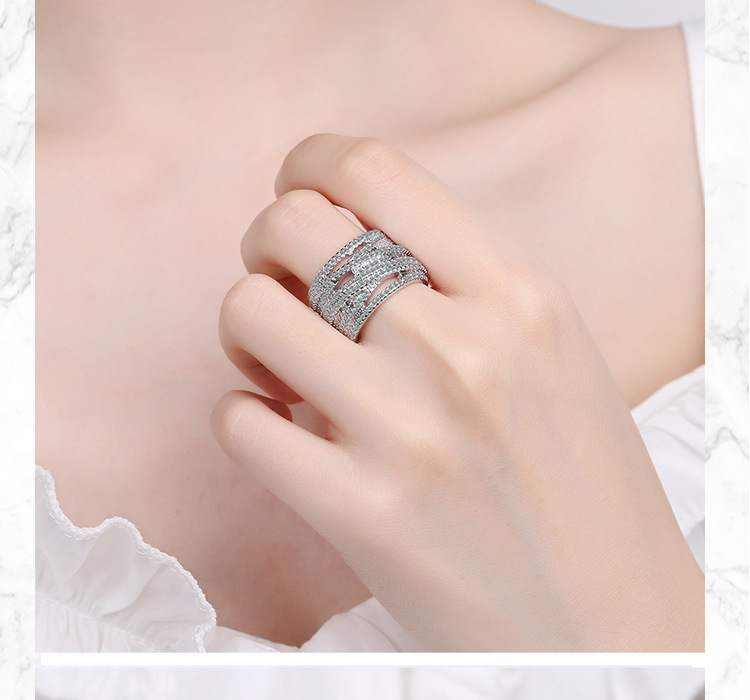 Lady Solid Color Copper Plating Inlay Zircon White Gold Plated Open Rings display picture 5