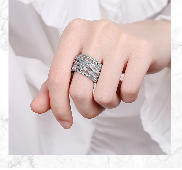 Lady Solid Color Copper Plating Inlay Zircon White Gold Plated Open Rings display picture 6