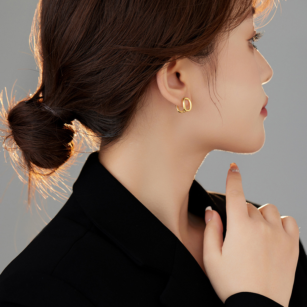 1 Pair Simple Style Classic Style Solid Color Plating Copper Gold Plated Ear Studs display picture 3