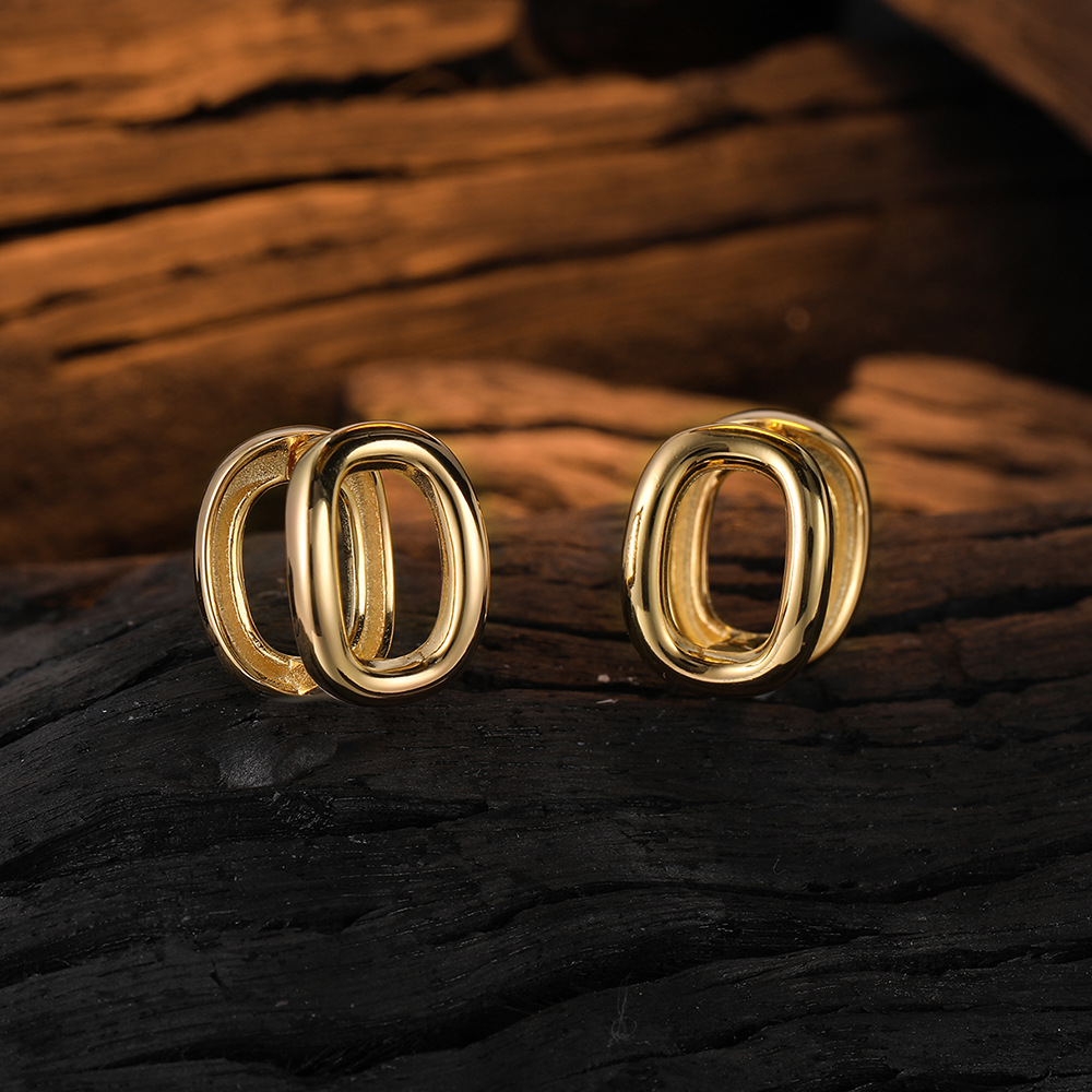 1 Pair Simple Style Classic Style Solid Color Plating Copper Gold Plated Ear Studs display picture 6