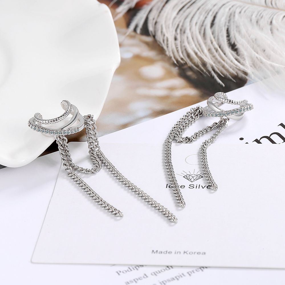1 Pair Lady Tassel Plating Inlay Copper Zircon White Gold Plated Drop Earrings display picture 4