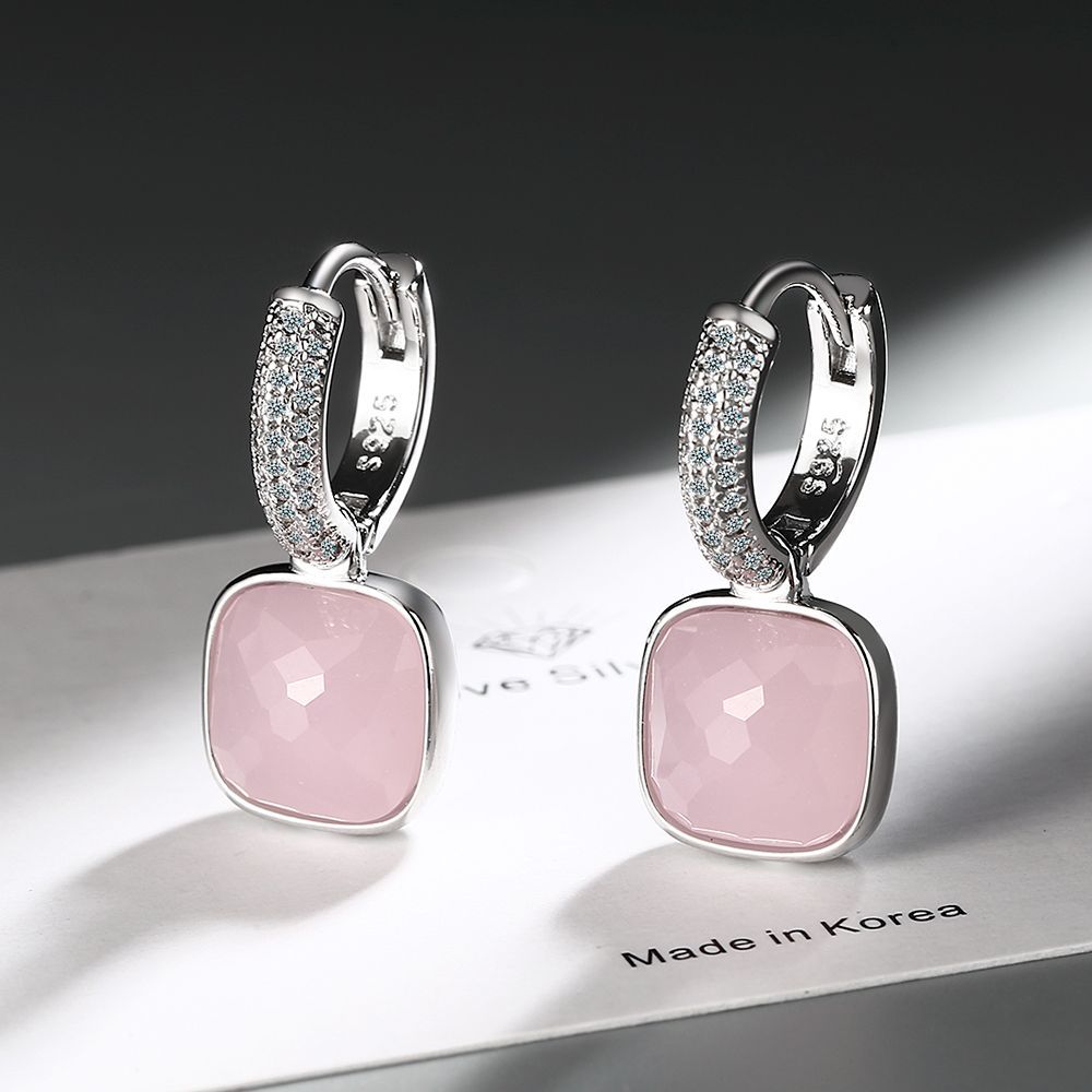 1 Piece Lady Square Plating Inlay Copper Zircon White Gold Plated Drop Earrings display picture 2
