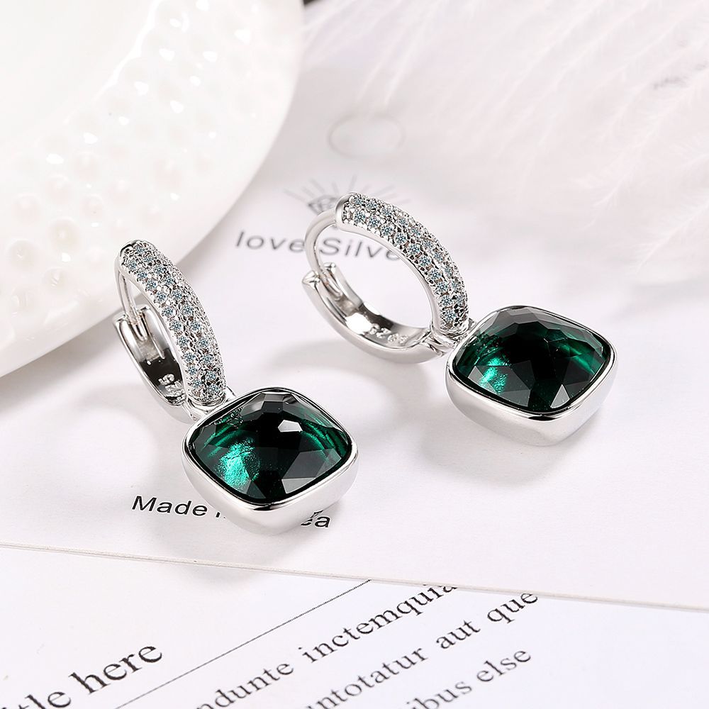 1 Piece Lady Square Plating Inlay Copper Zircon White Gold Plated Drop Earrings display picture 4