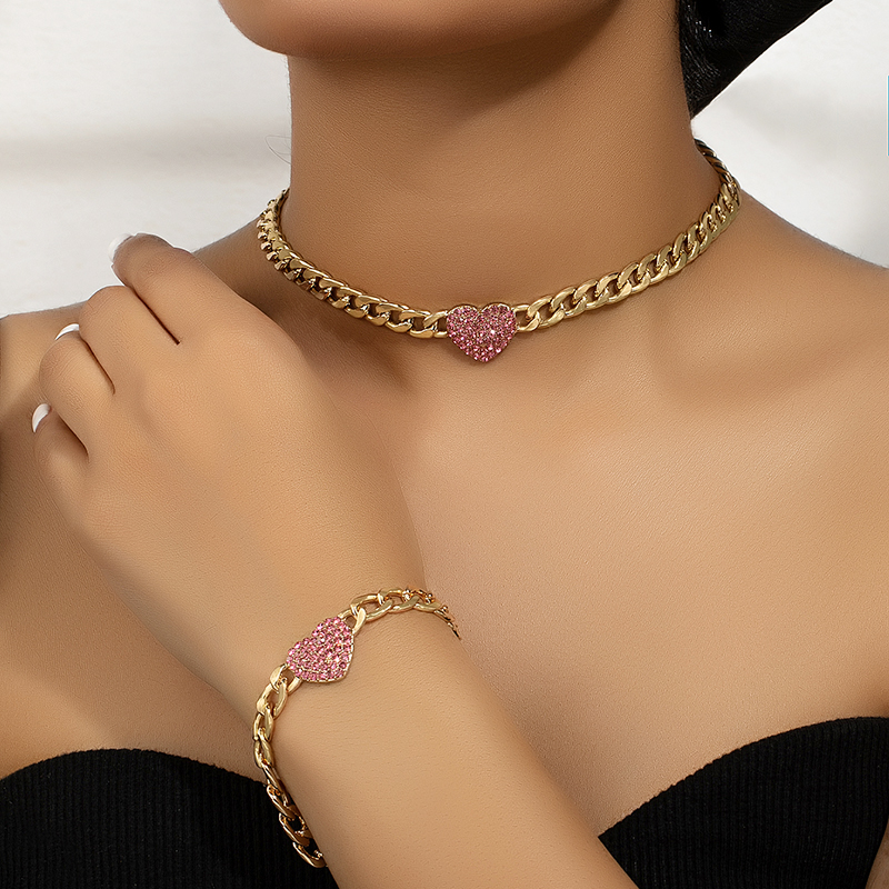 Ig Style Retro Heart Shape Alloy Plating Rhinestones Women's Bracelets Necklace display picture 6