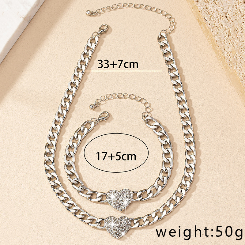 Ig Style Retro Heart Shape Alloy Plating Rhinestones Women's Bracelets Necklace display picture 5