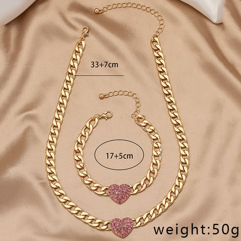 Ig Style Retro Heart Shape Alloy Plating Rhinestones Women's Bracelets Necklace display picture 10