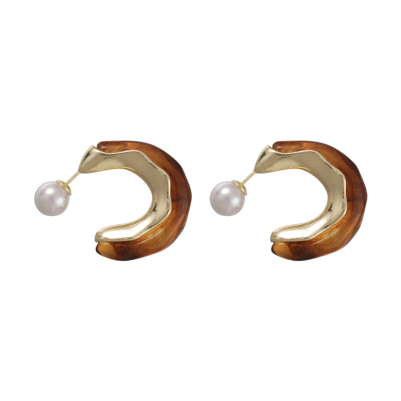 1 Pair Glam Solid Color Plating Alloy Resin Gold Plated Ear Studs display picture 7