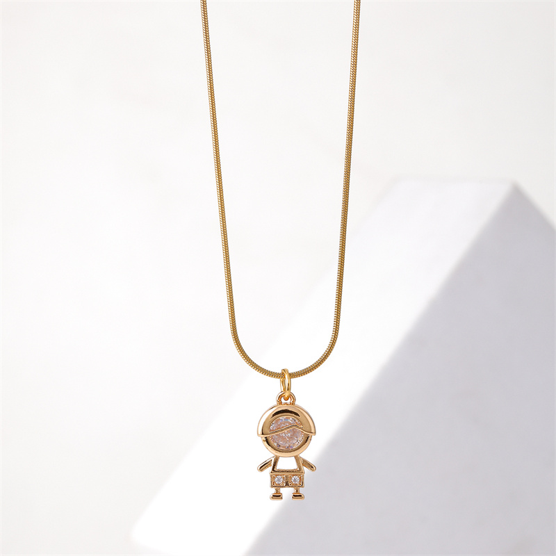 Wholesale Simple Style Crown 304 Stainless Steel Copper Plating Inlay K Gold Plated Freshwater Pearl Zircon Pendant Necklace display picture 4