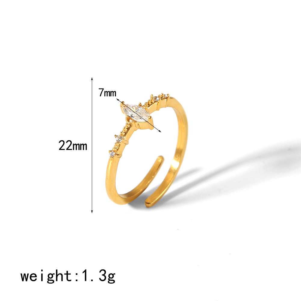 304 Stainless Steel 18K Gold Plated Retro Polishing Plating Inlay Circle Zircon Rings display picture 6