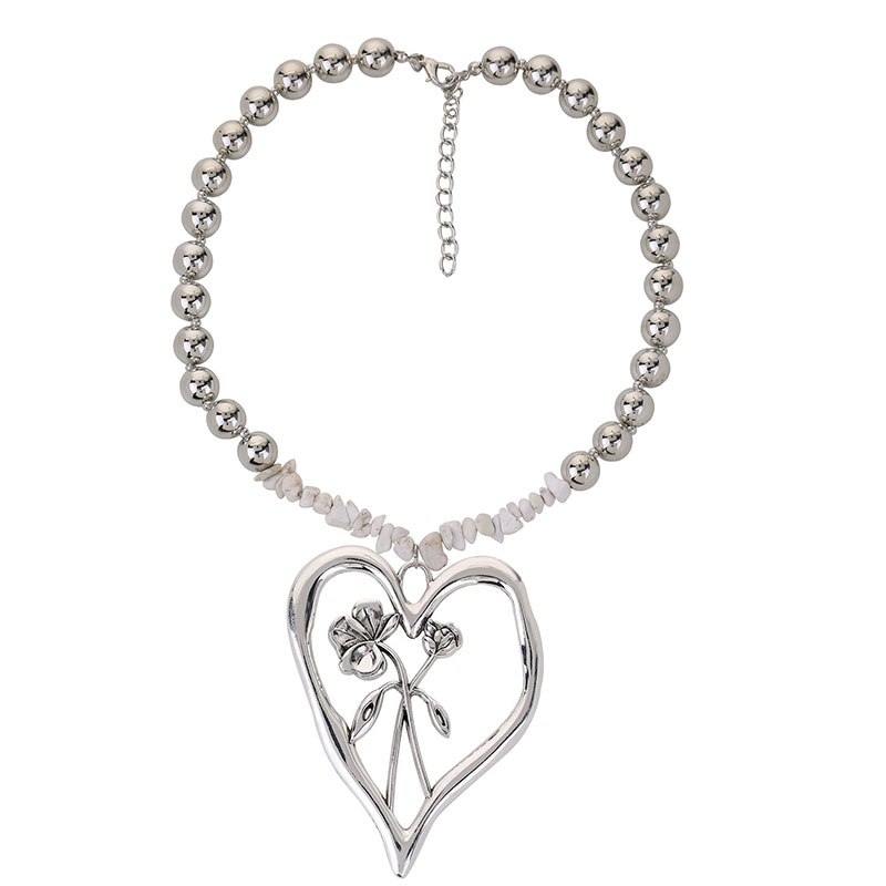 Commute Heart Shape Flower Alloy Howlite Knitting Women's Pendant Necklace display picture 4