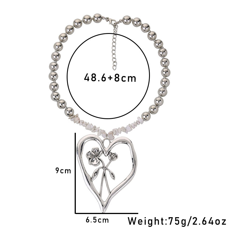 Commute Heart Shape Flower Alloy Howlite Knitting Women's Pendant Necklace display picture 13