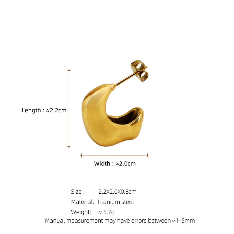 1 Pair Simple Style Moon Plating 304 Stainless Steel 18K Gold Plated Ear Studs display picture 2