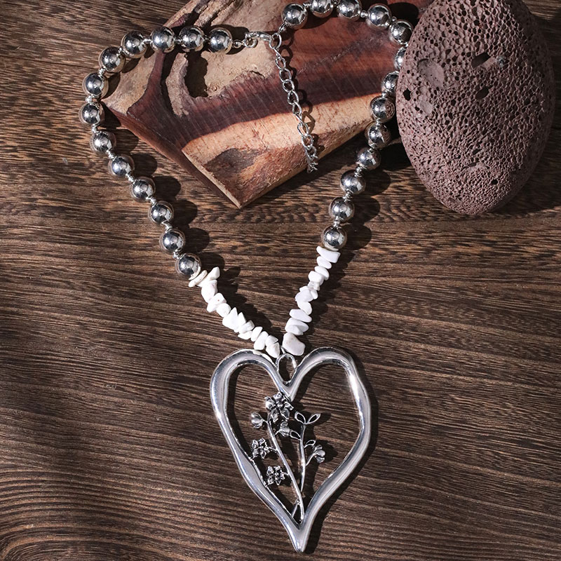 Commute Heart Shape Flower Alloy Howlite Knitting Women's Pendant Necklace display picture 26